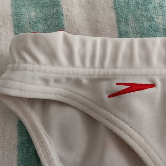 (*) VINTAGE SPEEDO SWIM BRIEF, WHITE, REAR TEXT, SIZE "S" (30"-31") - Pre-owned - Picture 3 of 7